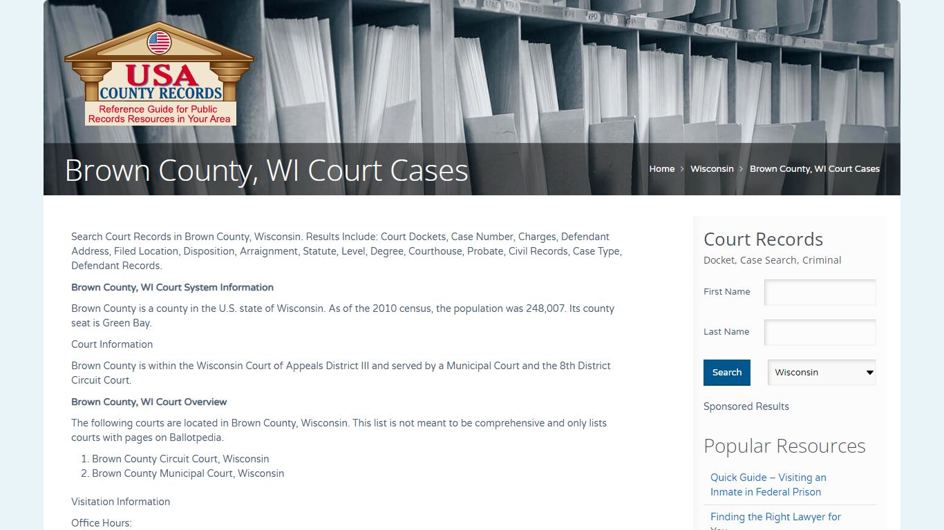 Brown County, WI Court Cases | Name Search