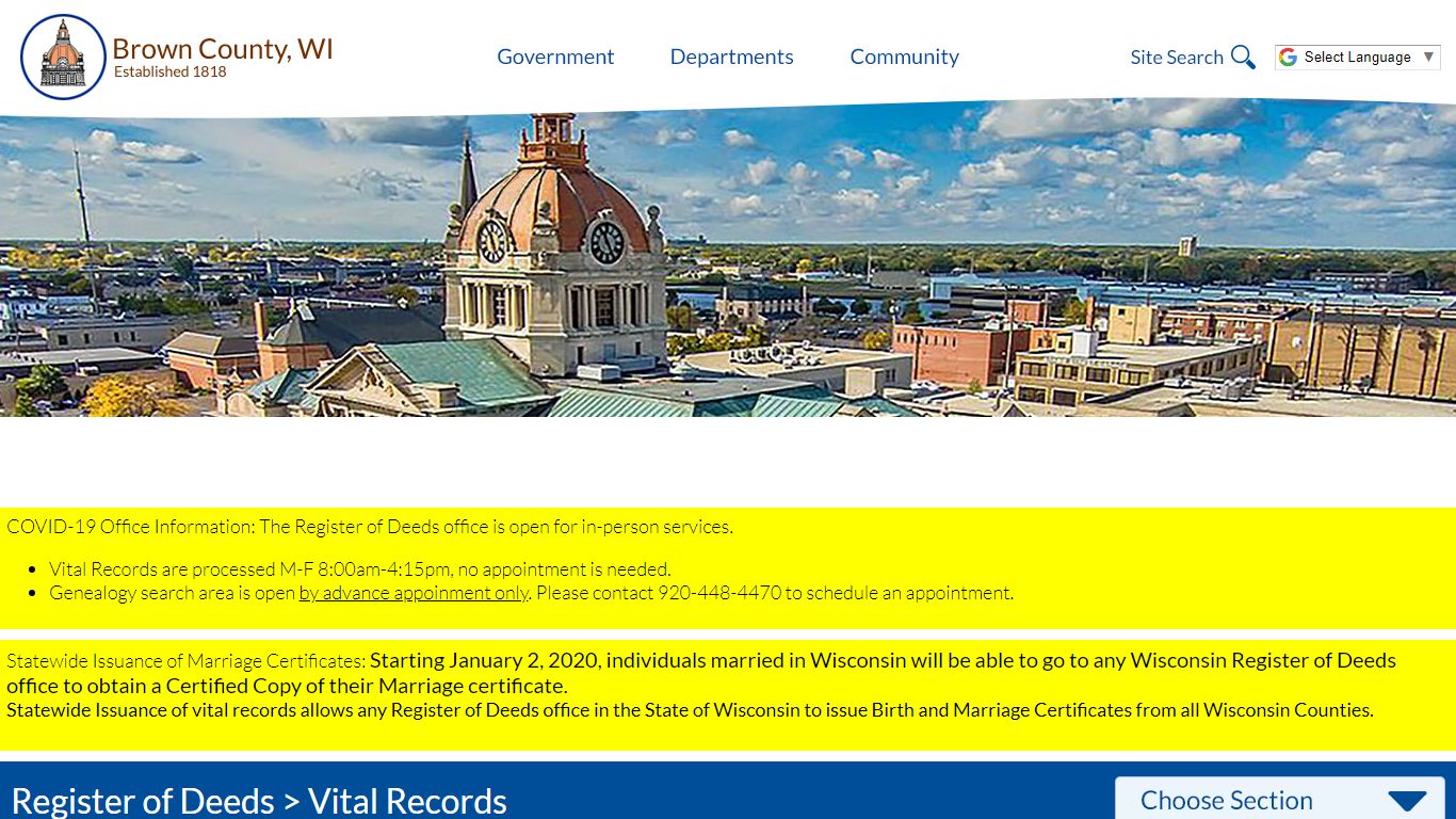 Register of Deeds » Vital Records - Brown County